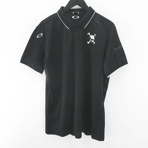 オークリー Oakley ゴルフウェア 半袖 ポロシャツ カットソー Xl 黒系 ブラック ロゴ 刺繍 ライン リブ メンズ 077 ベクトルパーク