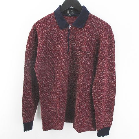 ダンヒル dunhill 長袖 ニット セーター ポロシャツ 40 ボルドー系 