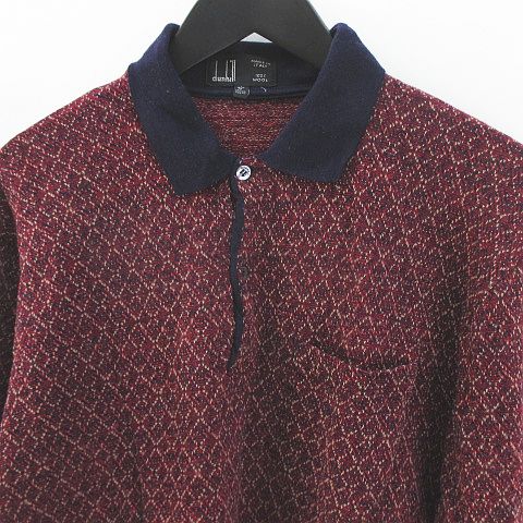 ダンヒル dunhill 長袖 ニット セーター ポロシャツ 40 ボルドー系 