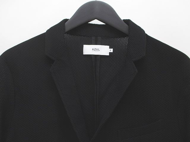 アズールバイマウジー Azul By Moussy メッシュジャケット S 黒系 ブラック ボタン テーラード 透け感 ストレッチ メンズ 077 ベクトルパーク