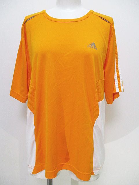 アディダス Adidas スポーツ 半袖 カットソー プルオーバー オレンジ ライン ロゴ プリント レディース 077 ベクトルパーク