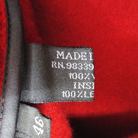 プラダ赤タグコート プラダ PRADA ロング ウール フードコート 46 レッド 赤系 ベルクロ