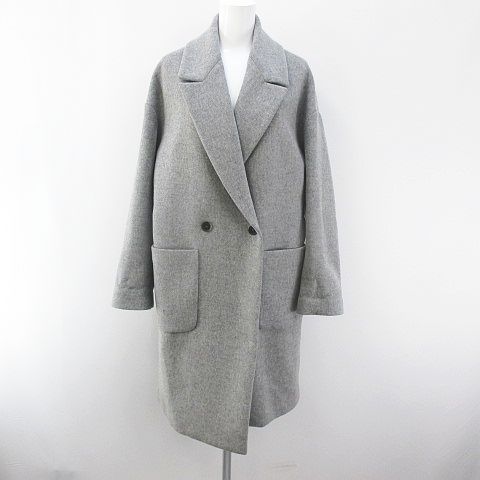 エムエスジーエム Msgm チェスターコート 38 灰系 グレー イタリア製 ロング丈 ポケット 毛 ウール 裏地 無地 レディース 077 ベクトルパーク