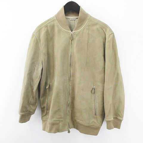 エルメス Hermes ジップアップ レザー スエードジャケット 羊革 48 ベージュ系 フランス製 裏地 ブルゾン 国内正規 メンズ 077 ベクトルパーク