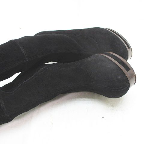 グッチ Gucci ニーハイブーツ バックレース プラットフォーム ハイヒール 36 ブラック 黒 スエード レザー イタリア製 レディース 077 ベクトルパーク