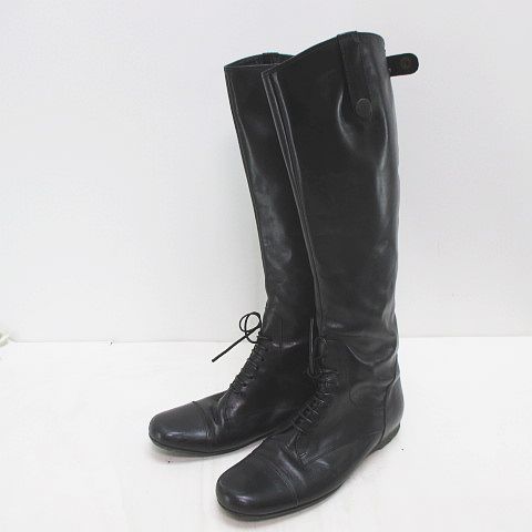 ミュウミュウ miumiu ロングブーツ フラット レースアップ 37.5  