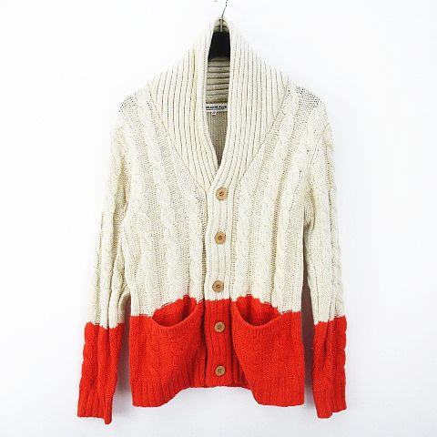 シンプリシテェ Simplicite Plus 長袖 カーディガン ニット 38 ベージュ系 レッド 赤系 リブ ボタン 2p ウール 毛 メンズ 077 ベクトルパーク