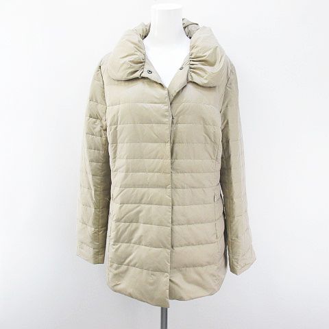 ダックス Daks ミディアム丈 ダウンコート 中綿 フェザー 42 ベージュ系 日本製 ボタン 裏地 レディース 077 ベクトルパーク