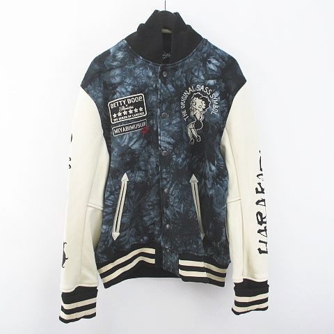 ハラキリ Harakiri Betty Boop スタジャン ジャケット Xxl ネイビー系 紺 刺繍 ステッチ スナップボタン プリント 綿 コットン メンズ 077 ベクトルパーク