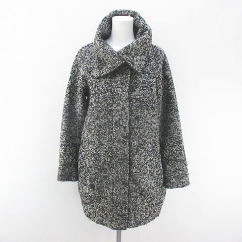 ムルーア Murua コクーンコート 比翼 F 灰系 グレー ミックス ミディアム丈 ボタン ポケット 毛 ウール 裏地 レディース 077 ベクトルパーク