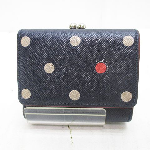 ポールスミス Paul Smith 財布 3つ折り ドットプリント ガマ口 ネイビー 紺 レザー レディース 077 ベクトルパーク