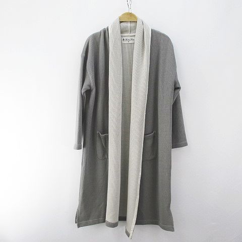 ナノユニバース Nano Universe ロング カーディガン ガウン F 灰系 グレー 綿 コットン 前開き ボタンなし レディース 077 ベクトルパーク
