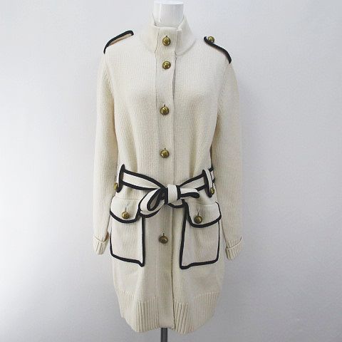 トリーバーチ TORY BURCH スタンドカラー ニットコート M 白会 