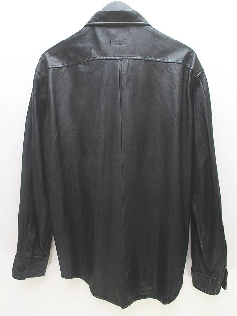 ポールスミス PAUL SMITH 牛革 レザー 長袖 シャツ M 黒系 ブラック