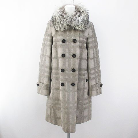 バーバリー ロンドン BURBERRY LONDON チェック柄 ロング丈 ピーコート 