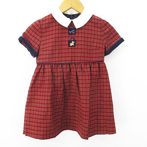 ファミリア Familiar 2点セット ワンピース ボレロジャケット アンサンブル フォーマル 100 レッド 赤系 ネイビー 紺系 裏地 ウール 毛 キッズ 077 ベクトルパーク