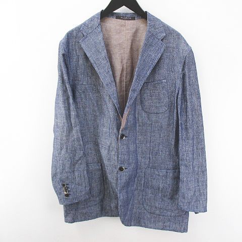 フガート Fugato テーラードジャケット 麻 リネン 46 紺系 ネイビー イタリア製 綿 コットン 無地 メンズ 077 ベクトルパーク
