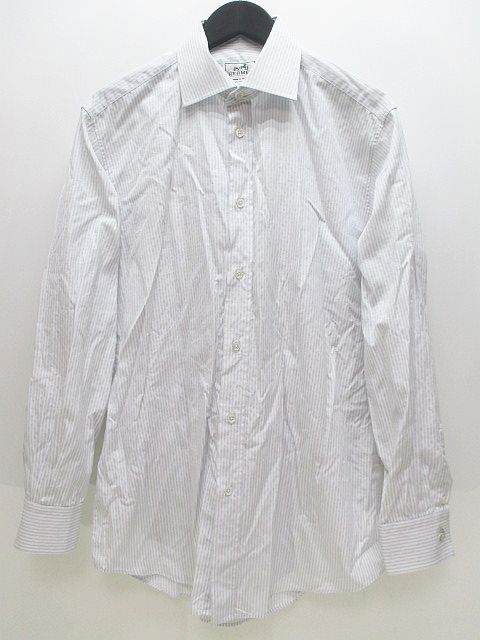 エルメス HERMES ストライプ H柄 長袖 シャツ ドレスシャツ 40/15 3/4  