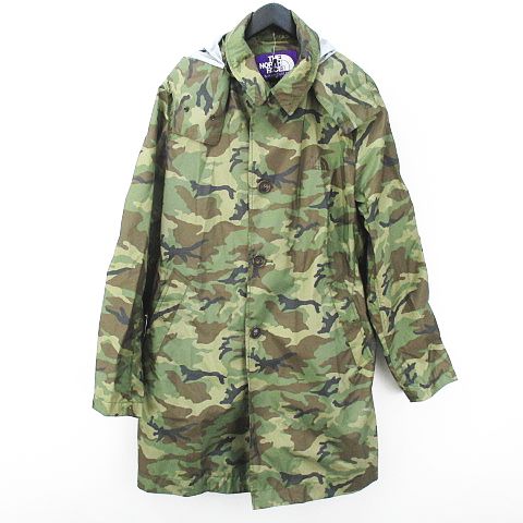 ザノースフェイス The North Face Np2339n 迷彩 カモフラ レインコート パッカブル L カーキ系 フード ロゴ プリント 雨具 ボタン メンズ 077 ベクトルパーク
