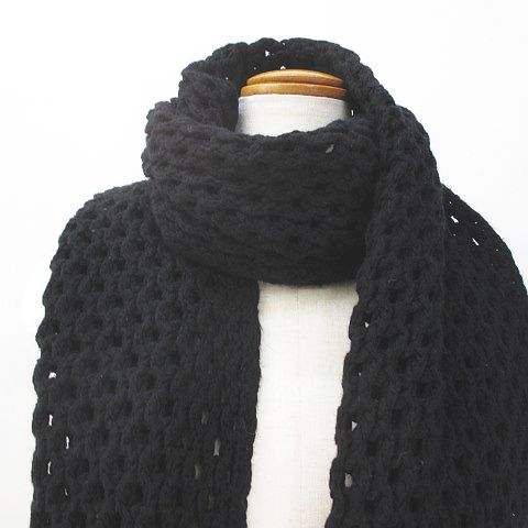 【美品】SEE BY CHLOE ニットマフラー シーバイクロエ SEE BY CHLOE マフラー ストール 黒系 ブラック