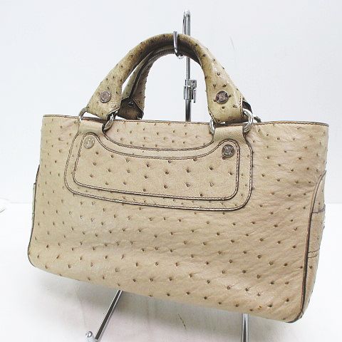 セリーヌ CELINE オーストリッチ レザー 本革 ハンドバッグ ブギー 