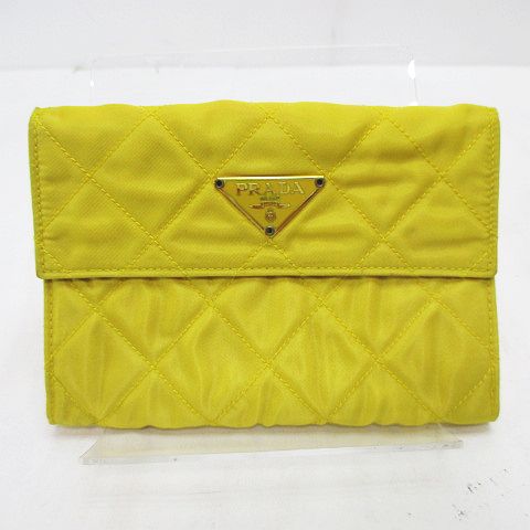 プラダ PRADA 2つ折り財布 キルティング イエロー 黄 イタリア製