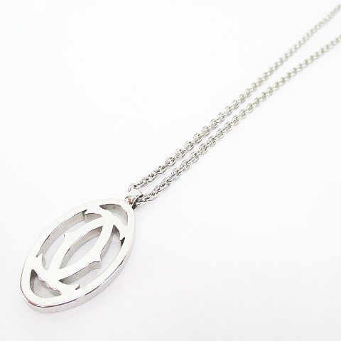 カルティエ Cartier ダブルC ネックレス SILVERチェーン ペンダント 