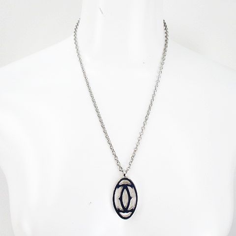 カルティエ Cartier ダブルC ネックレス SILVERチェーン ペンダント 