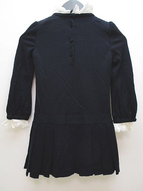 ラルフローレン Ralph Lauren 長袖 フォーマル ワンピース 白 レース ボタン 110 紺 ネイビー 無地 毛 ウール キッズ 077 ベクトルパーク