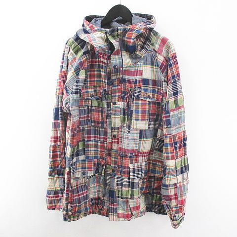 デニム サプライ ラルフローレン Denim Supply Ralph Lauren チェック柄 ジャケット パッチワーク 比翼 M 青系 ブルー ジップアップ 綿 コットン 裏地 メンズ 077 ベクトルパーク