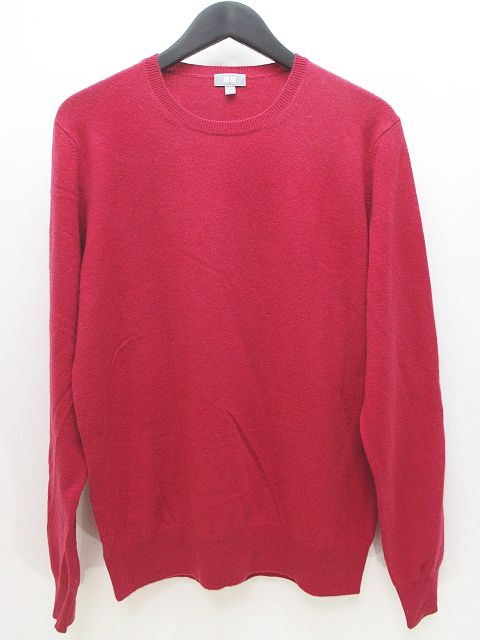 ユニクロ Uniqlo 長袖 カシミヤ ニット セーター L ボルドーピンク 無地 クルーネック リブ メンズ 077 ベクトルパーク