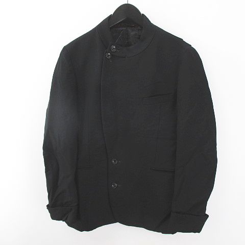 ポールスミス Paul Smith ジャケット M 黒系 ブラック 日本製 ロールアップ ポケット 毛 ウール 裏地 無地 メンズ 077 ベクトルパーク