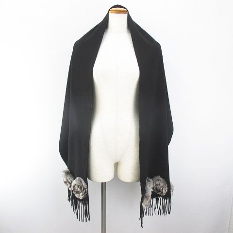 フェンディ FENDI マフラー ストール カシミヤ 黒系 ブラック