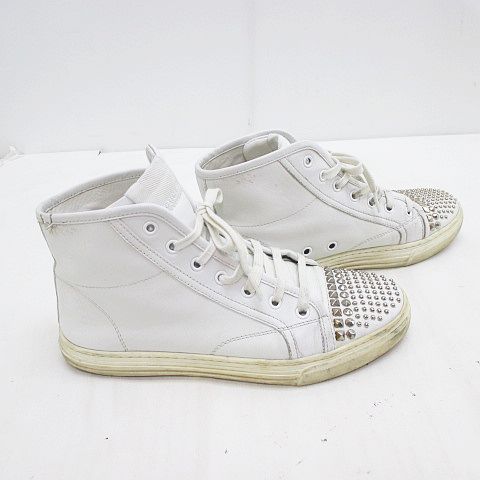 GUCCI ホワイト スニーカー　スタッズ グッチ GUCCI ハイカットスニーカー スタッズ 37 ホワイト 白 レザー