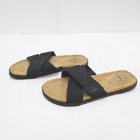 アグ Ugg サンダル スリッパ クロス 25 0 ブラック 黒 レザー メンズ レディース 077 ベクトルパーク