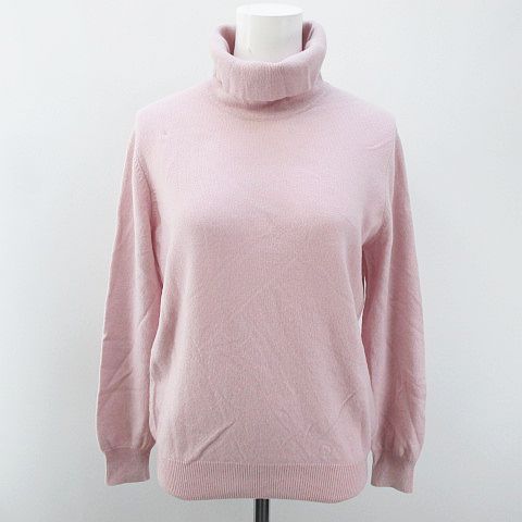 Decoro 長袖 ニット セーター タートルネック カシミヤ M ピンク系 リブ 無地 レディース 077 ベクトルパーク