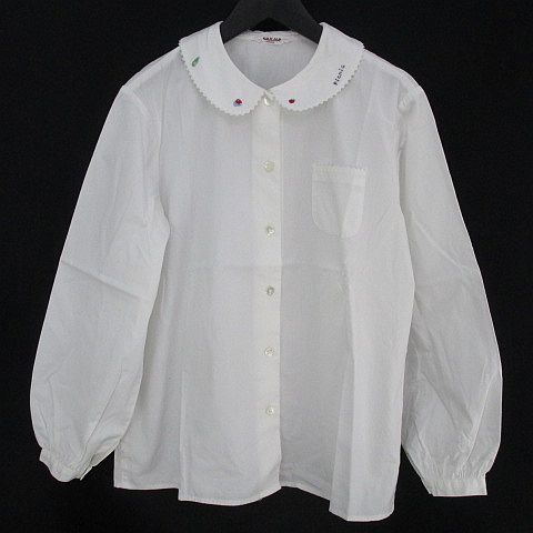 ファミリア Familiar 長袖 シャツ ブラウス 160 ホワイト 白系 刺繍  