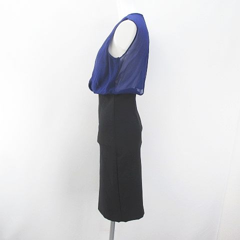 バイ マレーネ ビルガー By Malene Birger ノースリーブ 膝丈 ドッキング ワンピース 34 青系 ブルー 黒系 ブラック バイカラー 絹 シルク 背中開き レディース 077 ベクトルパーク