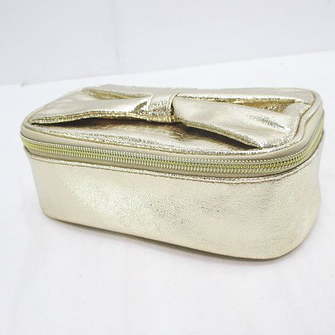 アビステ Abiste バニティポーチ 化粧ポーチ リボン ゴールド レディース 077 ベクトルパーク