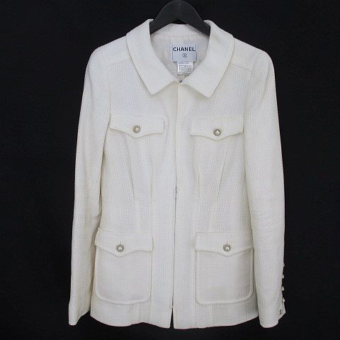 シャネル CHANEL 02P コート ハーフジップ ジャケット 38 ホワイト  