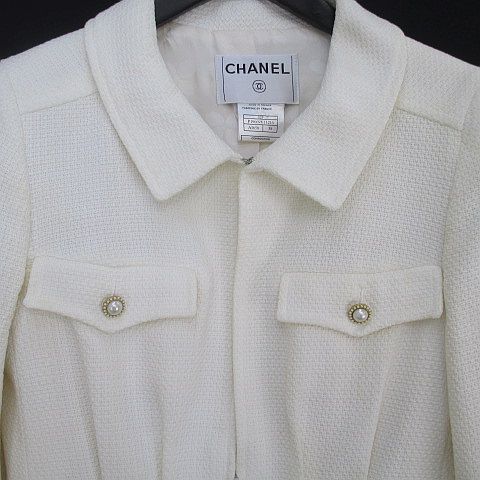 シャネル CHANEL 02P コート ハーフジップ ジャケット 38 ホワイト  