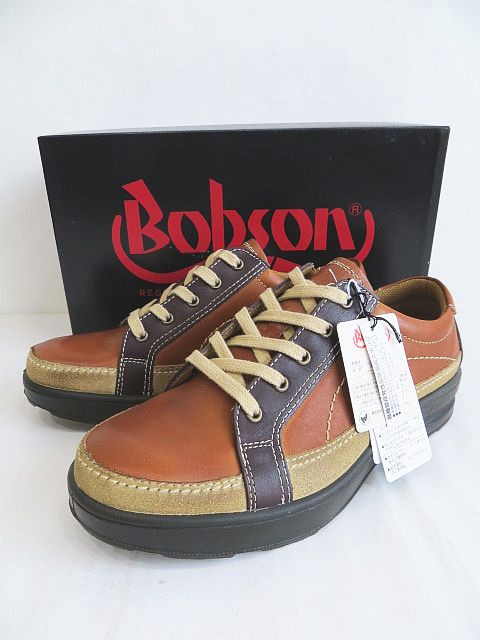 未使用品 ボブソン Bobson スニーカー 4503 ブラウン 茶系 24 5cm 本革 レザー 日本製 メンズ 077 ベクトルパーク
