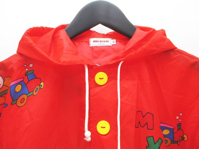 ミキハウス mikihouse レインコート ポンチョ 雨具 90 赤系 レッド 