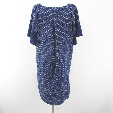 アズノウアズ As Know As 五分袖 膝丈 フレアワンピース 紺系 ネイビー ポケット 裏地 総柄 レディース 077 ベクトルパーク