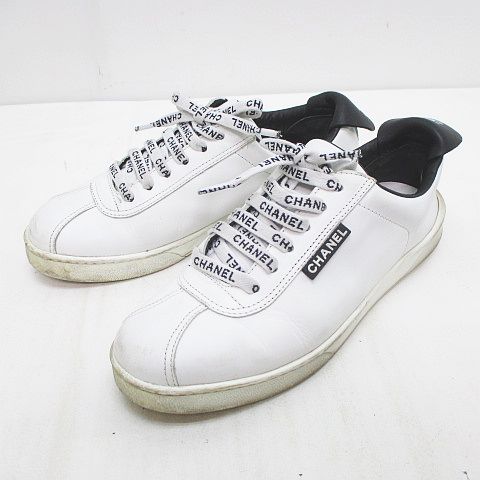 シャネル CHANEL ローカット スニーカー CC 37 ホワイト 白 ブラック 