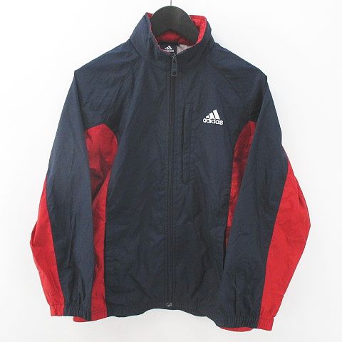 アディダス adidas ジャージ ジャケット 薄手140 紺系 ネイビー 赤系 