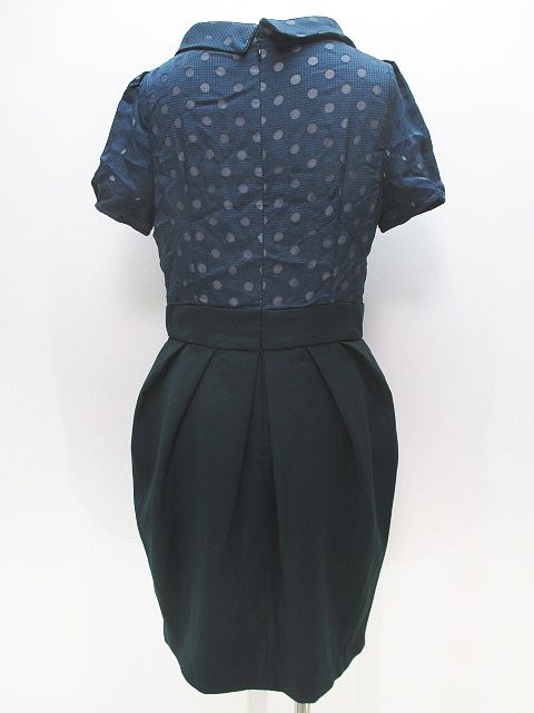 トランテアン ソン ドゥ モード 31 Sons De Mode ドット柄 半袖 ワンピース ミニ丈 38 緑系 ダークグリーン タック 裏地 レディース 077 ベクトルパーク