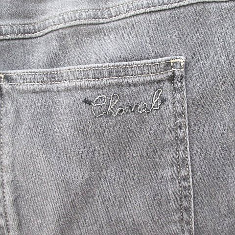 【即決●】 CHANEL シャネル　16SS　P53350V40189　ウエストカメリアデザイン　グレー　ストレッチ加工デニムパンツ/ジーンズ38 シャネル CHANEL P53350V40189 ロング丈 デニム パンツ ジーンズ 42 灰