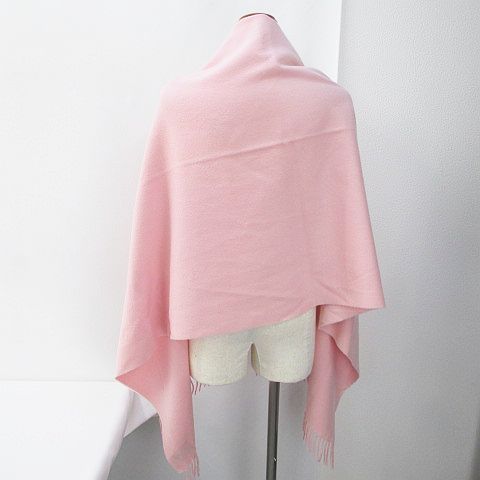 エルメス HERMES カシミヤ ストール マフラー ピンク系 フリンジ 無地