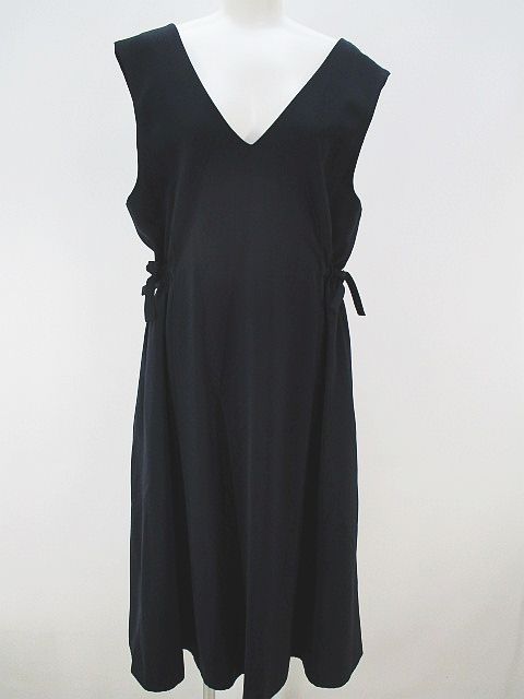 ピエールカルダン Pierre Cardin ワンピース スーツ ロング丈 ノースリーブ ジャケット リボン ゴールドボタン 9 紺系 ネイビー 無地 レディース 077 ベクトルパーク